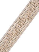 Load image into Gallery viewer, 2&quot; Beige Neutral Embroidered Geometric Drapery Tape Trim