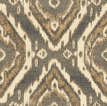 Load image into Gallery viewer, Grey Beige Taupe Ikat Medallion Upholstery Fabric