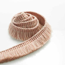 Load image into Gallery viewer, 1.25" Wide Linen Wool Blend Rose Pink Brush Upholstery Fringe Trim