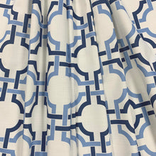 Load image into Gallery viewer, White Navy Blue Cotton Trellis Upholstery Drapery Fabric