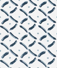Load image into Gallery viewer, Linen Cotton Cream Navy Blue Teal Geometric Upholstery Drapery Fabric FB