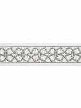 Load image into Gallery viewer, 3.25&quot; Off White Silver Grey Embroidered Geometric Drapery Tape Trim