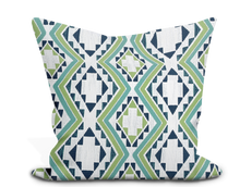 Load image into Gallery viewer, Custom Pillow Cover in Thibaut Sagamore in Pear &amp; Navy - One Side