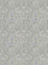 Load image into Gallery viewer, Cotton Viscose Linen Beige White Navy Blue Floral Bird Upholstery Drapery Fabric