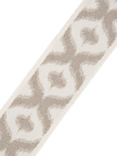 Load image into Gallery viewer, 2.5&quot; Wide Ivory Beige Ikat Geometric Linen Blend Drapery Tape Trim