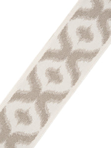 2.5" Wide Ivory Beige Ikat Geometric Linen Blend Drapery Tape Trim