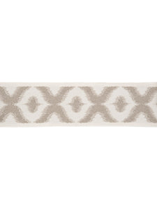2.5" Wide Ivory Beige Ikat Geometric Linen Blend Drapery Tape Trim