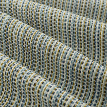 Load image into Gallery viewer, Navy Blue Aqua Cream Brown Stripe Upholstery Fabric