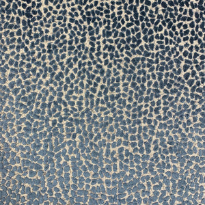 Teal Navy Blue Grey Cheetah Animal Pattern Cut Velvet Upholstery Fabric