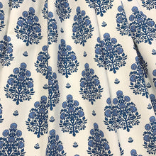 Load image into Gallery viewer, White Navy Blue Floral Medallion Cotton Upholstery Drapery Fabric