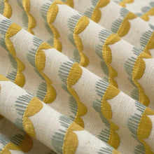 Load image into Gallery viewer, Cotton Beige Mustard Teal Geometric Circle Stripe Drapery Fabric