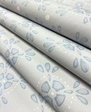 Load image into Gallery viewer, Designer Grey Blue White Floral Faux Leather Upholstery Vinyl WHS 5088