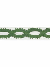 Load image into Gallery viewer, 3.25" Off White Green Embroidered Geometric Drapery Tape Trim