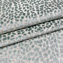 Load image into Gallery viewer, Beige Sage Green Cheetah Animal Pattern Cut Velvet Upholstery Fabric