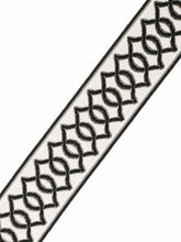 Load image into Gallery viewer, 2.75" Wide Off White Black Grey Geometric Drapery Tape Trim