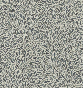 Denim Blue Seafoam Cream Botanical Upholstery Fabric