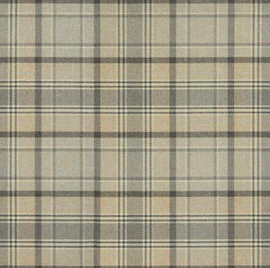 Grey Charcoal Cream Beige Plaid Tartan Upholstery Fabric