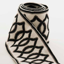 Load image into Gallery viewer, 2.75" Wide Off White Black Grey Geometric Drapery Tape Trim