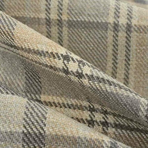 Grey Charcoal Cream Beige Plaid Tartan Upholstery Fabric