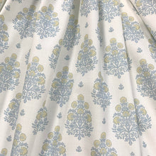 Load image into Gallery viewer, White Spa Blue Yellow Floral Medallion Cotton Upholstery Drapery Fabric
