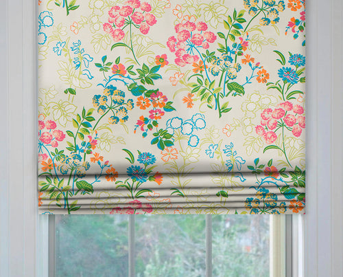 Made to Order Thibaut Spring Garden Floral Roman Shade