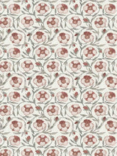 Load image into Gallery viewer, Cotton Linen Viscose Beige Grey Rusty Red Mauve Floral Drapery Fabric