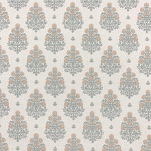 Load image into Gallery viewer, Off White Seafoam Peach Floral Medallion Cotton Upholstery Drapery Fabric