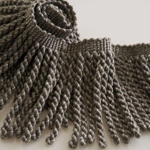 4.75" Wide Grey Tassel Bullion Fringe Trim