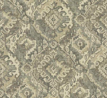 Load image into Gallery viewer, Grey Beige Cream Ikat Upholstery Fabric