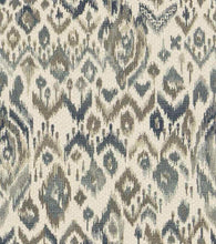 Load image into Gallery viewer, Cream Beige Teal Seafoam Grey Ikat Upholstery Fabric