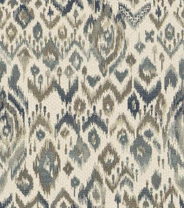 Cream Beige Teal Seafoam Grey Ikat Upholstery Fabric