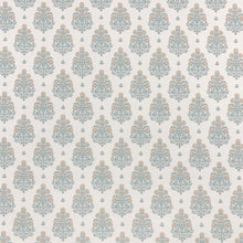 Load image into Gallery viewer, Off White Seafoam Peach Floral Medallion Cotton Upholstery Drapery Fabric