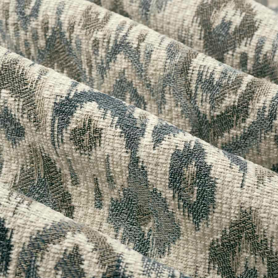 Cream Beige Teal Seafoam Grey Ikat Upholstery Fabric