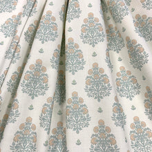 Load image into Gallery viewer, Off White Seafoam Peach Floral Medallion Cotton Upholstery Drapery Fabric