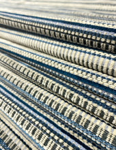Load image into Gallery viewer, Arc Com Morocco Navy Blue Grey Water &amp; Stain Resistant Stripe Chenille Upholstery Fabric STA 5131
