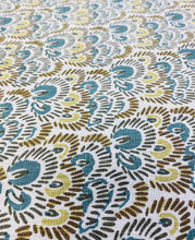 Load image into Gallery viewer, Peter Fasano Bargello Bay Cream Teal Mustard Linen Upholstery Drapery Fabric