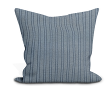 Load image into Gallery viewer, Custom Pillow Cover in Thibaut Outdoor Emmons Stripe in Navy - One Side