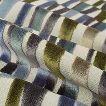 Load image into Gallery viewer, Navy Blue Beige Seafoam Chartreuse Green Taupe Grey Abstract Cut Velvet Upholstery Fabric