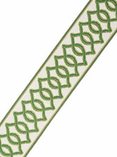 Load image into Gallery viewer, 2.75&quot; Wide Off White Green Geometric Drapery Tape Trim