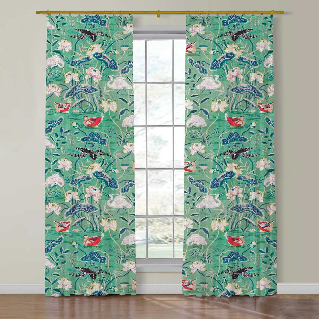  Schumacher Lotus Garden Side Drapery Panels