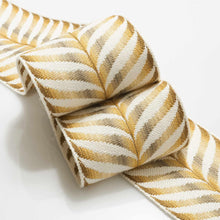 Load image into Gallery viewer, 3.5&quot; Wide Off White Mustard Gold Taupe Geometric Drapery Tape Trim