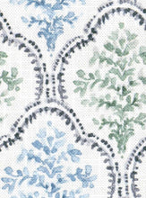 Load image into Gallery viewer, Cotton Ivory Green Navy Blue Floral Upholstery Drapery Fabric