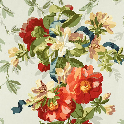 Schumacher Ellesmere Ribbon Floral Fabric 173811 / Aqua