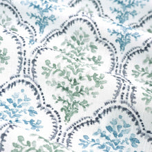 Load image into Gallery viewer, Cotton Ivory Green Navy Blue Floral Upholstery Drapery Fabric