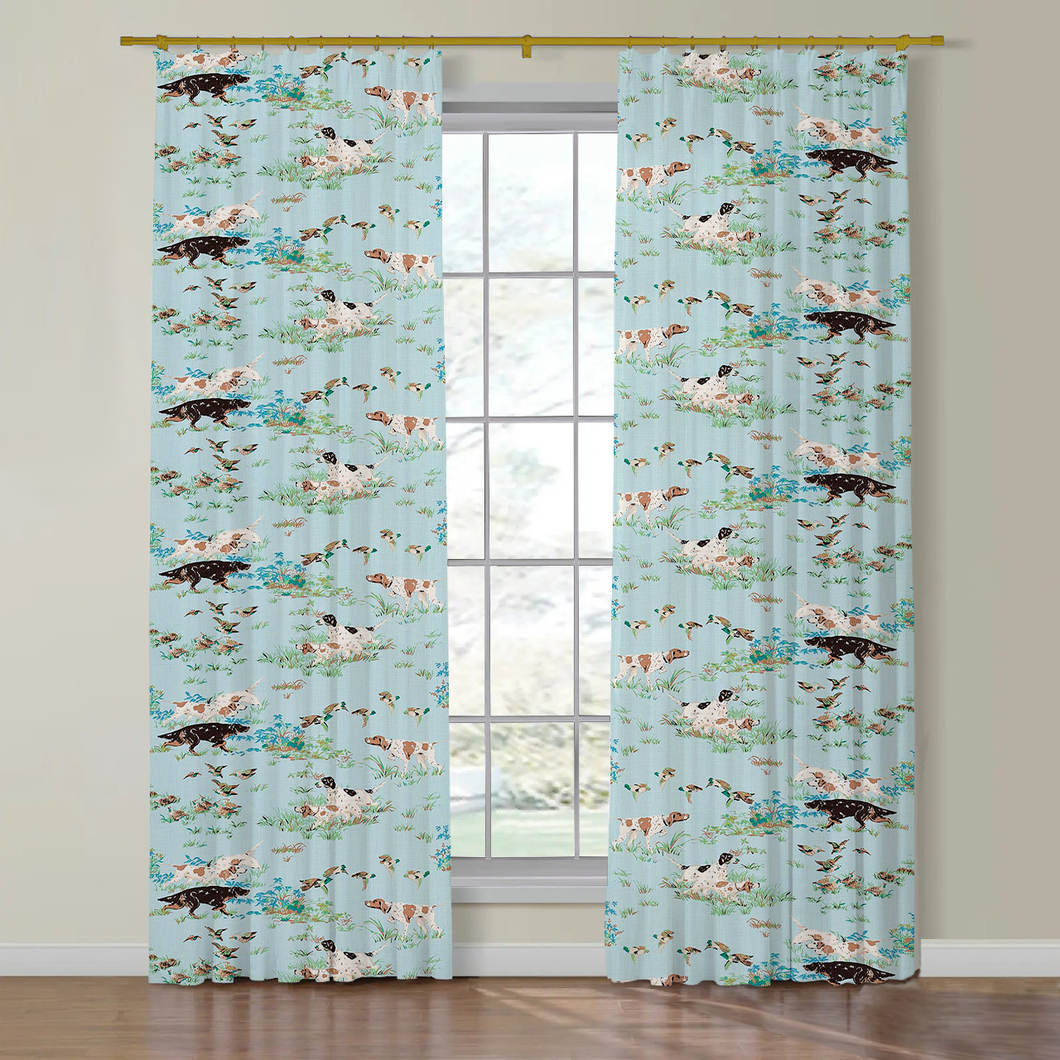 Set of Two Made to Order Schumacher Pointers Side Drapery Panels