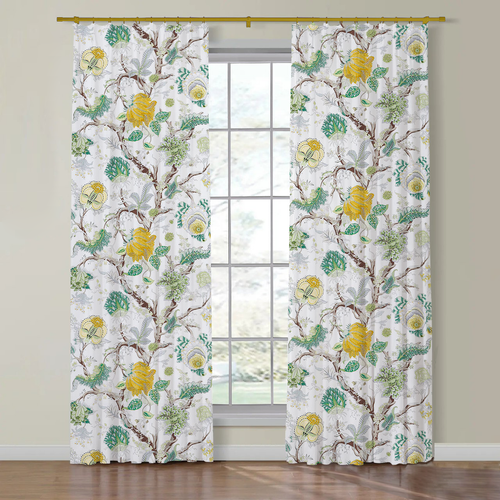 Set of Two Made to Order Schumacher Indian Arbre Side Drapery Panels