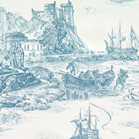 Load image into Gallery viewer, Set of Two Made to Order Schumacher Marine Toile Side Drapery Panels