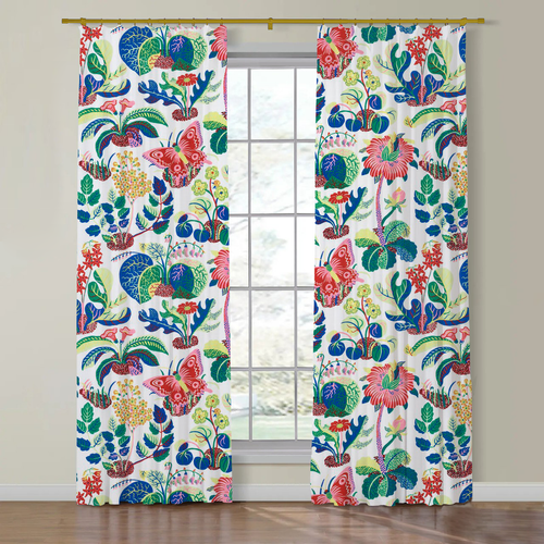 Set of Two Made to Order Schumacher Exotic Butterfly Side Drapery Panels