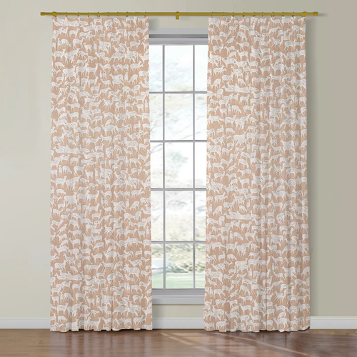 Set of Two Made to Order Schumacher Fauna Side Drapery Panels