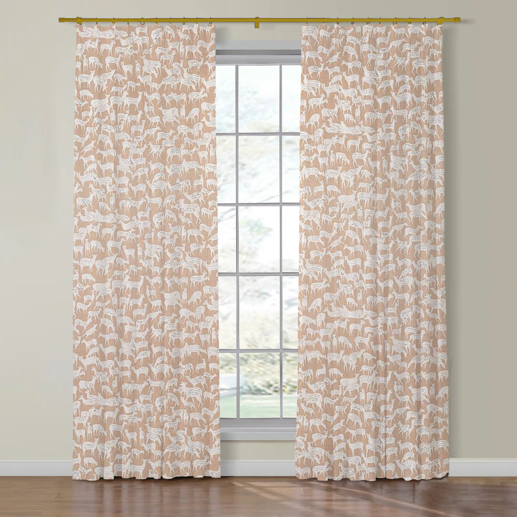 Set of Two Made to Order Schumacher Fauna Side Drapery Panels